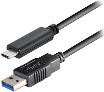 Cordon USB3.1 (USB-C) M vers USB3.0 Type-A M 0,30m noir