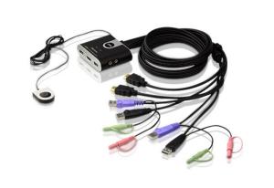 Switch KVM HDMI 2 ports USB + Audio, câbles intégrés Aten CS692