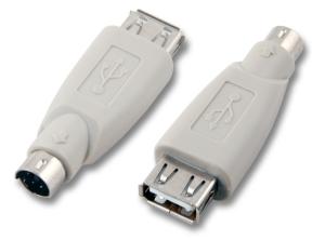 Adaptateur USB A femelle / PS2 MiniDin 6 mâle monobloc