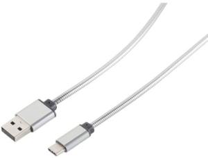 Cordon USB2.0 A vers USB-C 1,00m Métal - Argent