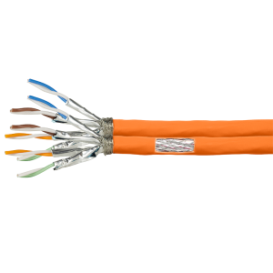 Câble 2x4 paires Cat 7 S-FTP Rigide LSOH Orange Bobine de 100m - CPV0063