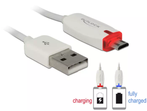 Cordon USB2.0 A vers Micro USB 1,00m, avec témoin de charge
