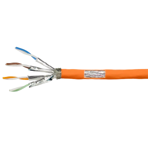 Câble 4 paires Cat 7 S-FTP Rigide LSOH Orange Bobine de 100m